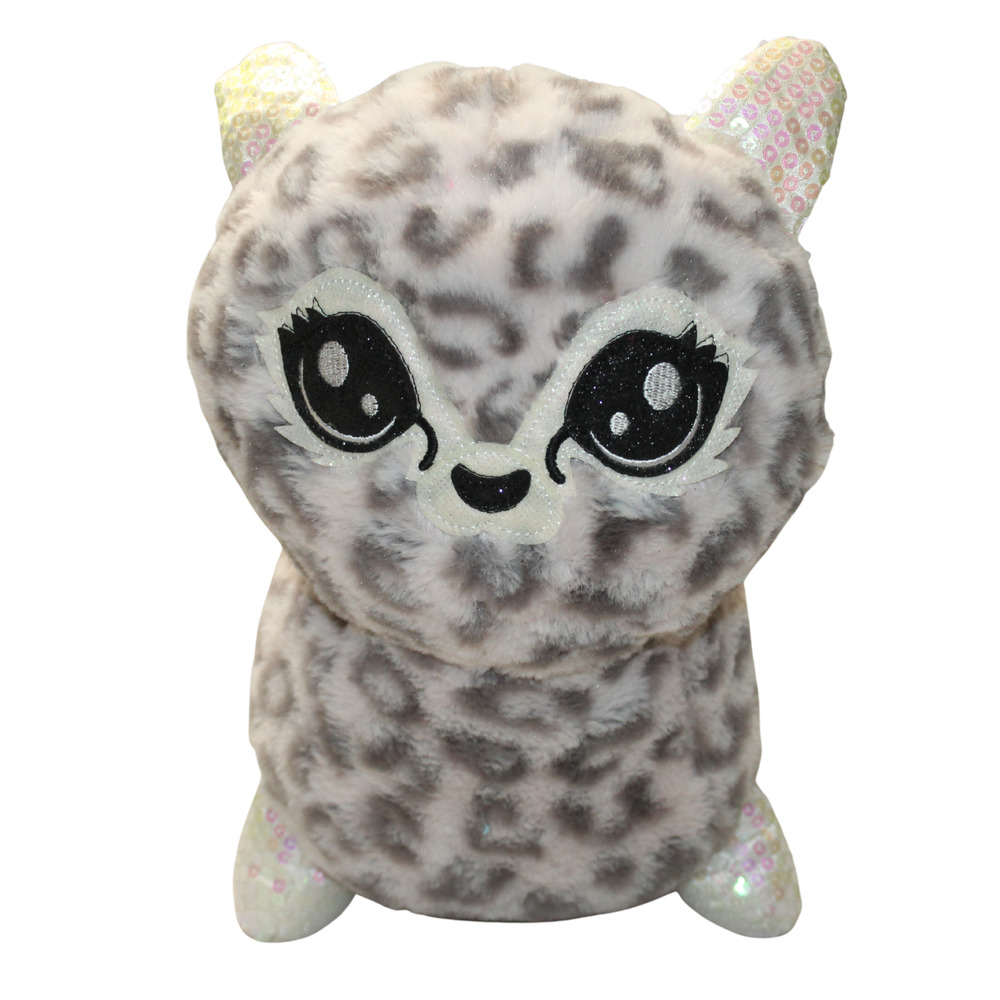 Grey White Cat Glitter Face Pink Sequins Plush Stuffed Animal - Picture 1 of 9